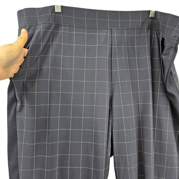 Athleta Brooklyn Textured Ankle Pants Windowpane Plaid Navy Blue Women’s Size 22 - Picture 4 of 13